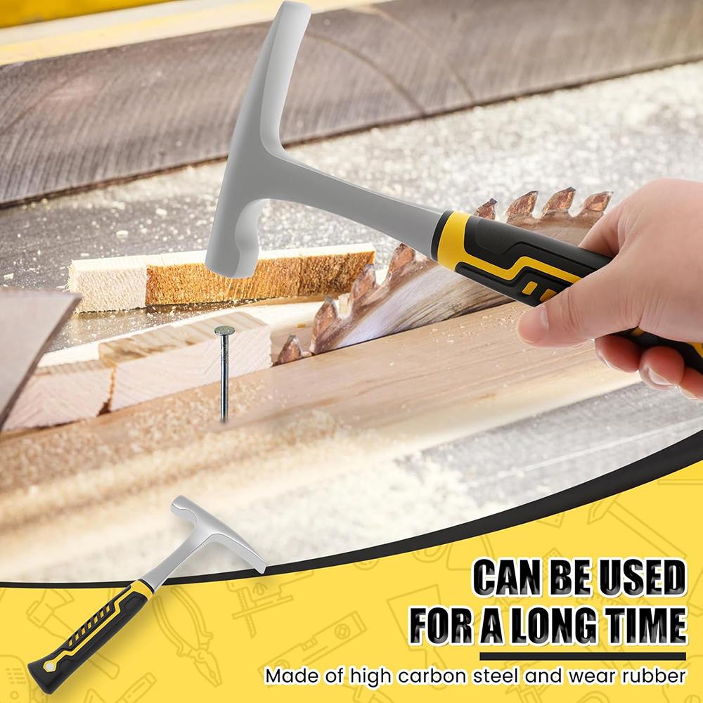 1pc High Carbon Steel Rock Pick Hammer, All-Steel Geological Claw Hammer with Non-Slip Rubber Handle, Brushed Finish