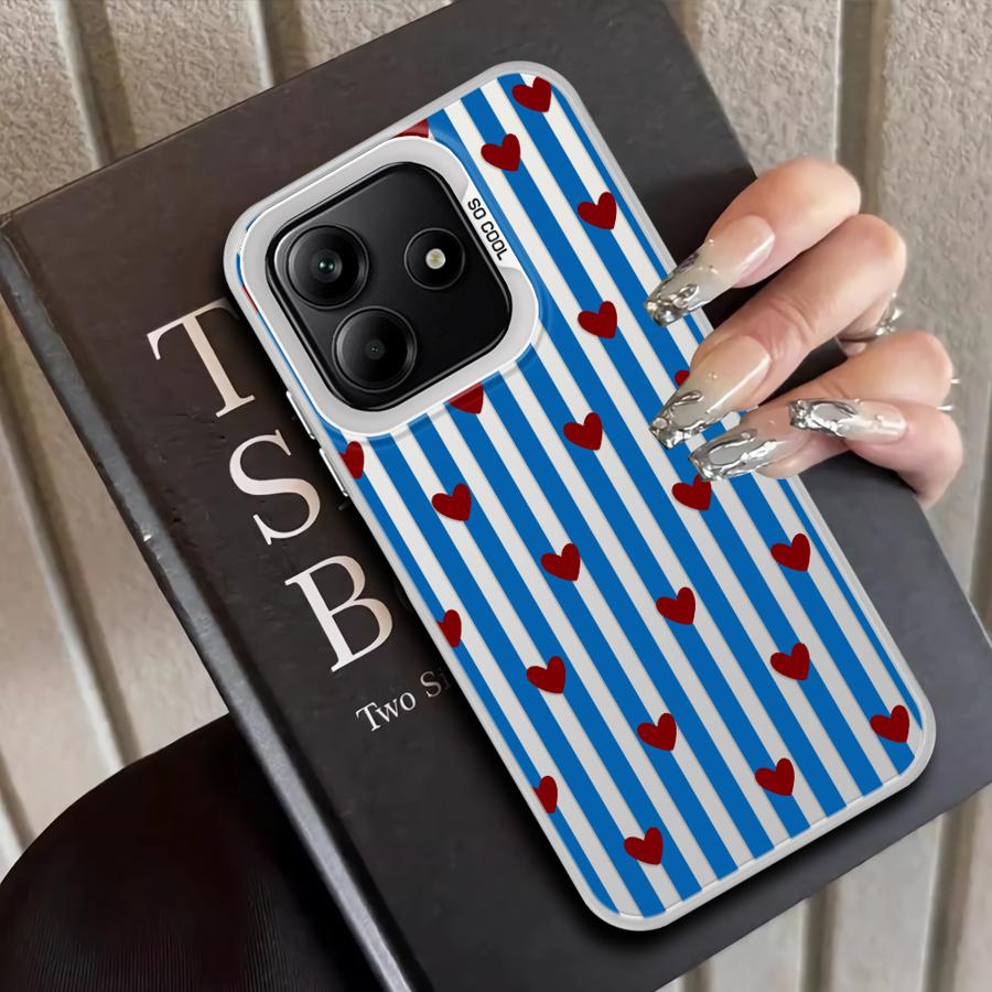 Back Phone Cover Case for Xiaomi Redmi Note 14 11 12 Pro 12s Note 13 Pro Plus 11s Stripe Love Heart