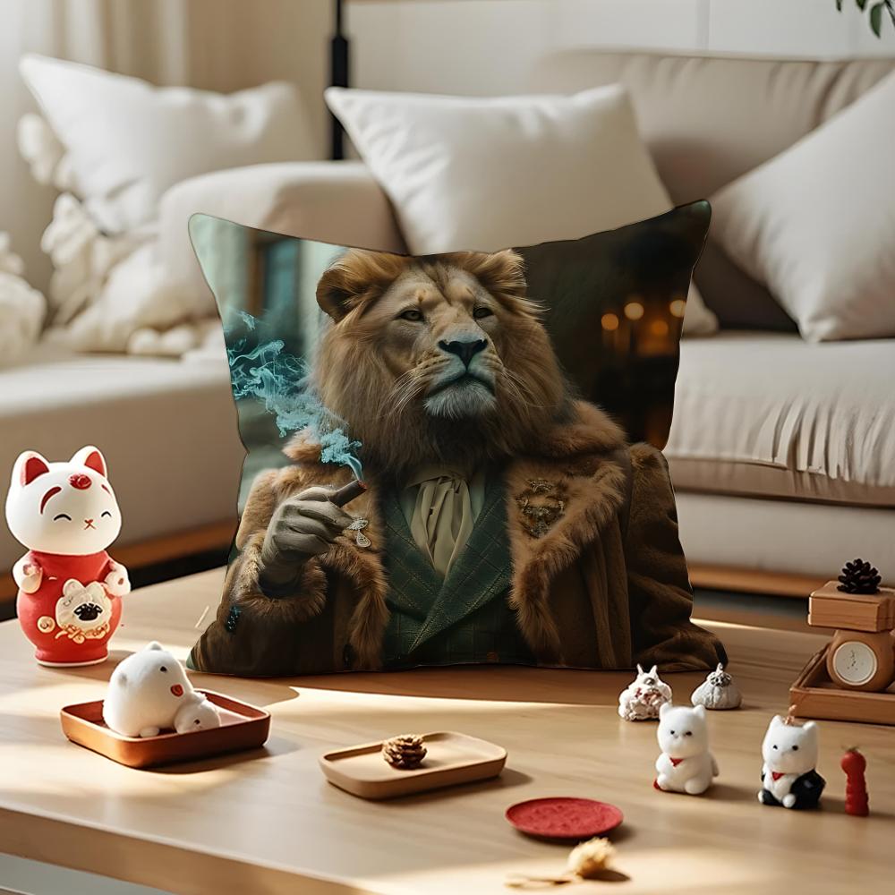 Maximalist Eclectic Animal Cushion Cover Silky Short Plush with Invisible Zipper Dustproof Sofa Pillow Cover for Home Decor
