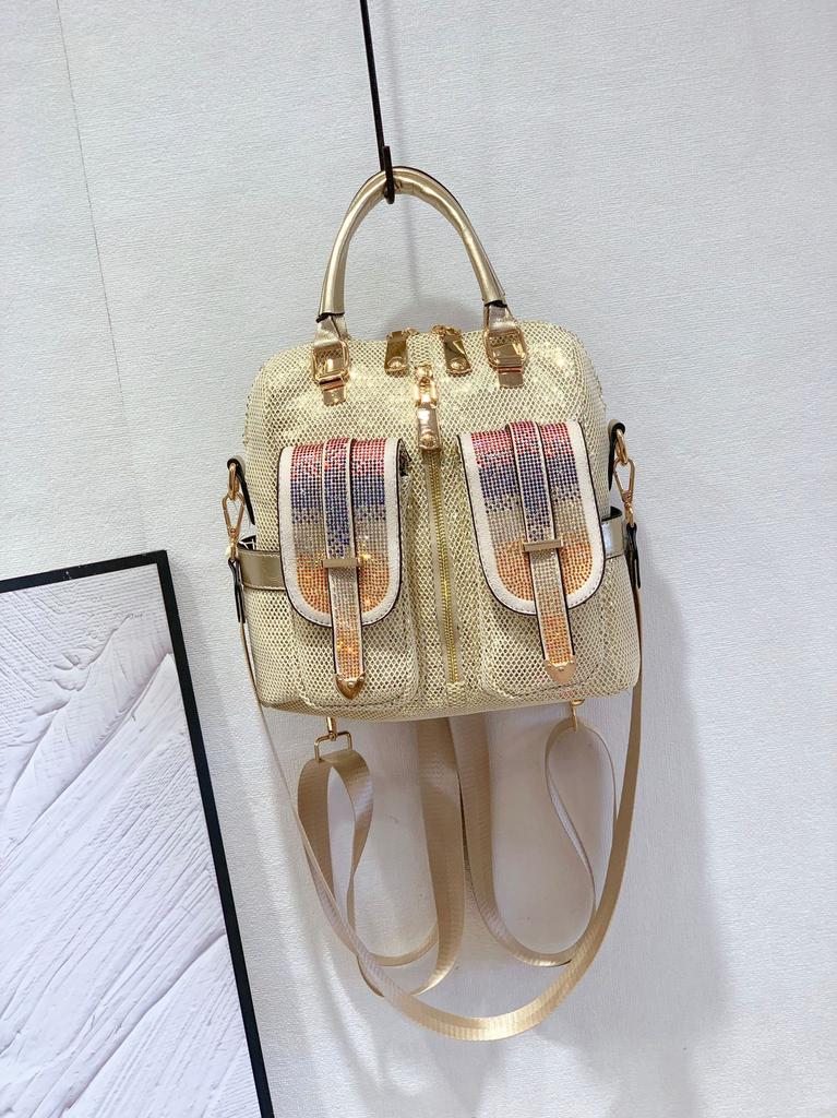 Fashion Casual Trendy Sequin Women's Handbag with Contrast Color Rhinestone Shoulder Crossbody Three-Purpose Design