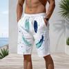Men Plus Size Abstract Boho Plant Geometric Print Beach Shorts Quick Dry Lightweight Drawstring Casual Swim Trunks For Summer Beach Surfing Holiday