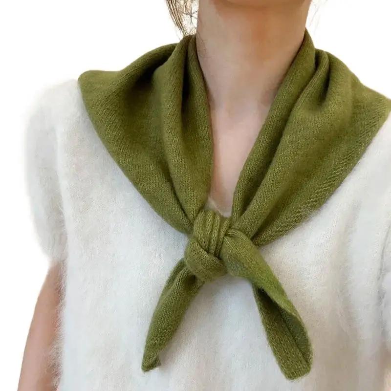 Korean Style Wool Knitted Triangular Scarf Women Headscarf Knitted Scarf Multi-functional Warm Knitted Scarf