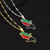 European & American Martinique Island Map Necklace - Unisex Geometric Stainless Steel Design for Couples