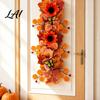 Elegant Multi-layer Maple Leaf Wreath Artificial Fall Sunflower Wall Hanging Garland with Butterfly Autumn Lifelike Butterfly Harvest for