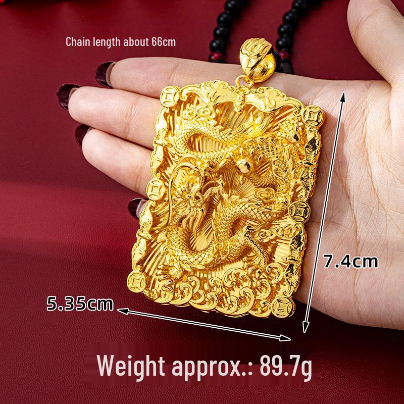 

Вьетнамская подвеска-ожерелье с драконом из песочного золота: Мужской ретро символ Фу с долговечным сохранением цвета