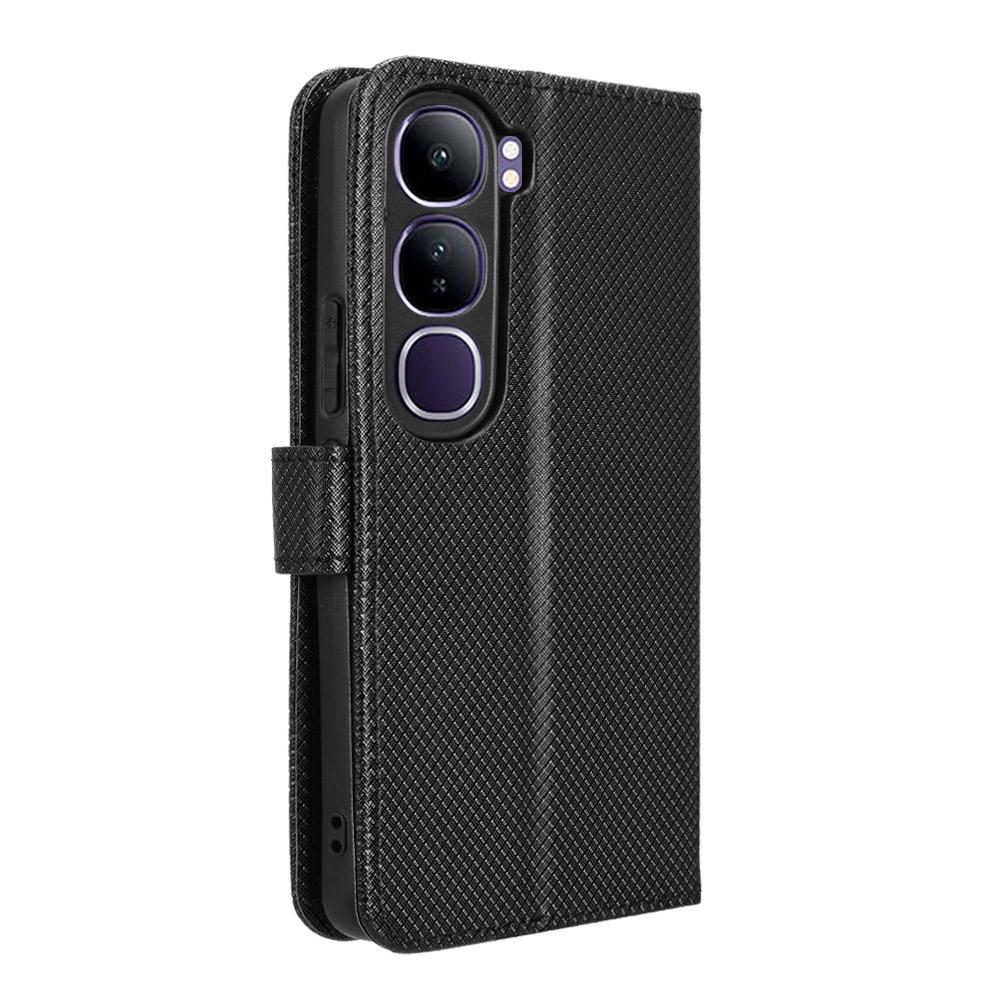 For vivo V40 Lite (Indonesia) 4G/5G Case PU Leather Diamond Texture Wallet Phone Cover