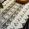 White Lace Table Runner, Embroidery Cotton Lace Fabric Table Cover, Vintage Floral Lace Table Runner for Tea Party Decor, Wedding Bridal Shower Baby