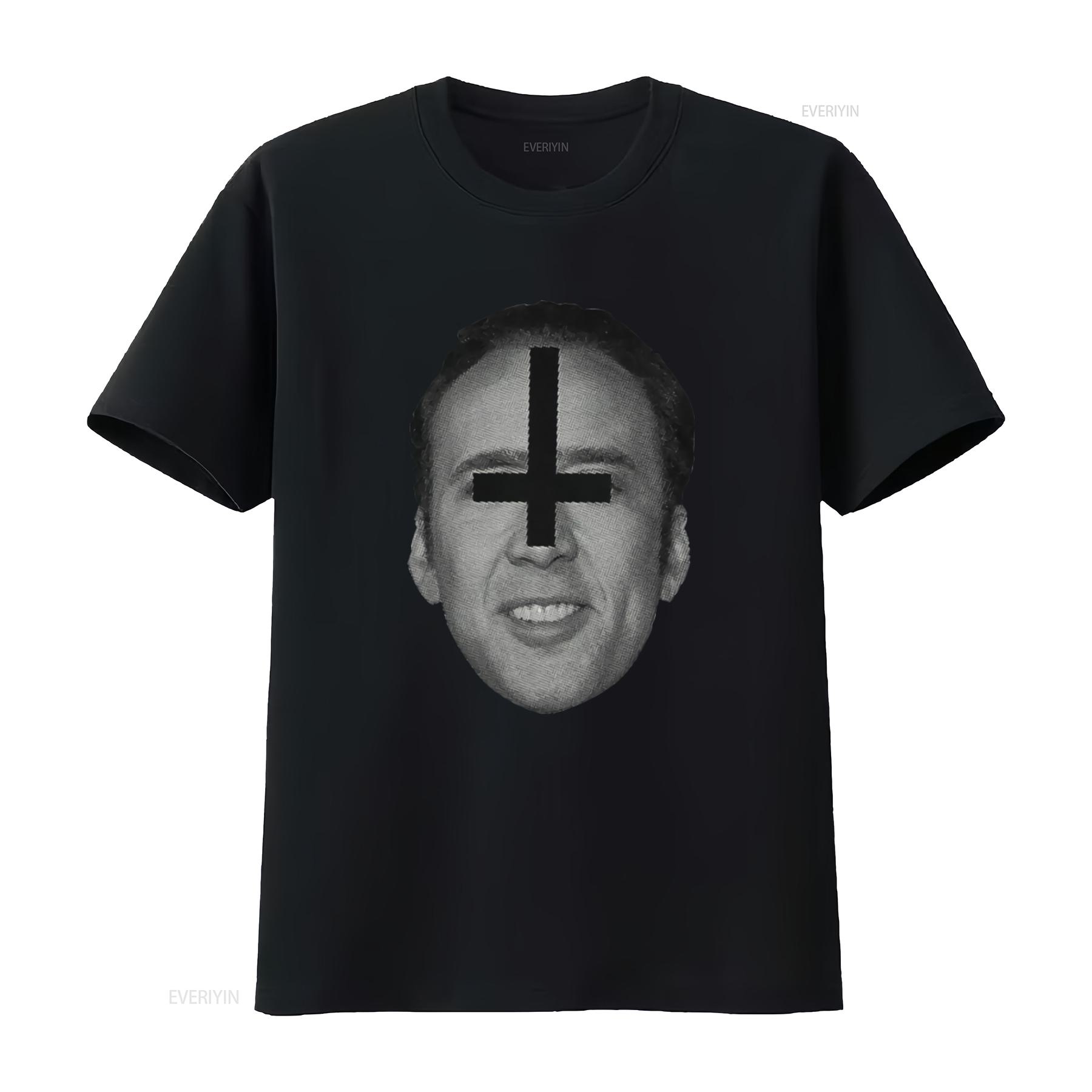 

Nicolas Cage Meme T Shirt Print Casual vintage Washed Slightly homme designer clothes fashion graphic streetwear 4XL