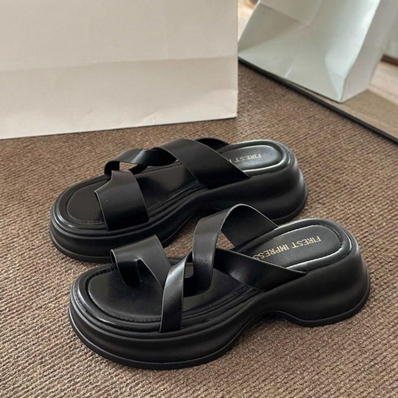 

Классические женские тапочки, повседневные сабо, женская обувь на толстой подошве и платформе, среднем каблуке, летние плиссированные тапочки, большие размеры, Zapatillas Mujer