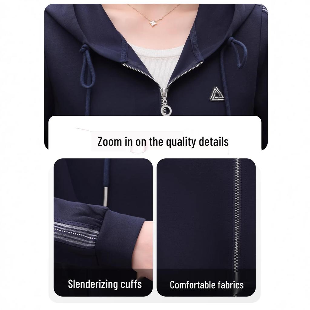 Mom's Spring & Autumn 2026 Women's Casual Hooded Two-Piece Sportswear Set - Ideal for Middle-aged and Elderly