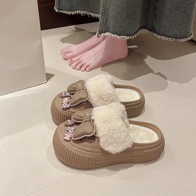 Fashion Detachable Cotton Slippers for Women's Autumn Winter 2024 New Indoor Home Warm Shoes Anti Slip Winter Cotton Slippers
