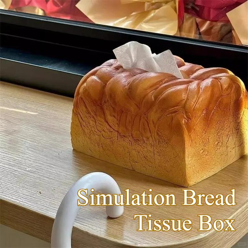 Simulation Bread Tissue Box Butter Toast Shape Paper Storage Box Home Office Drawer Napkin Box Cute Car Tissue Box
