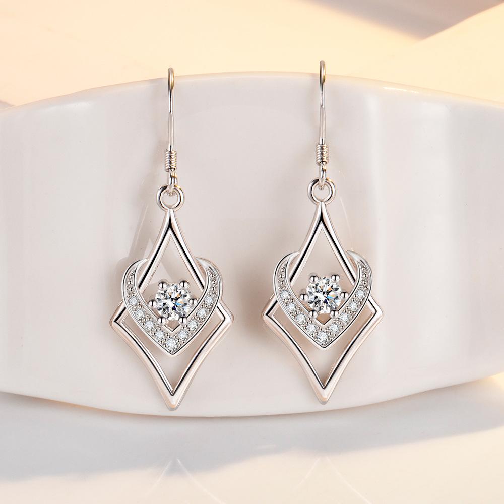 Elegant Zircon Diamond Water Cube Earrings for Women