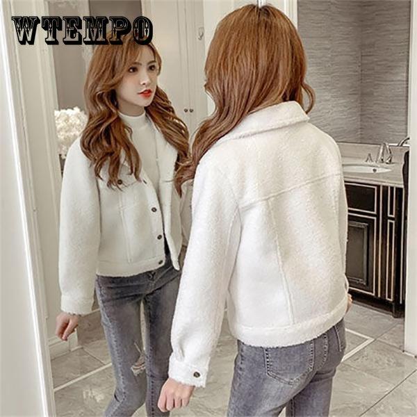 

Зимний кашемир Короткие женщины пальто женщин твердых негабаритных куртка