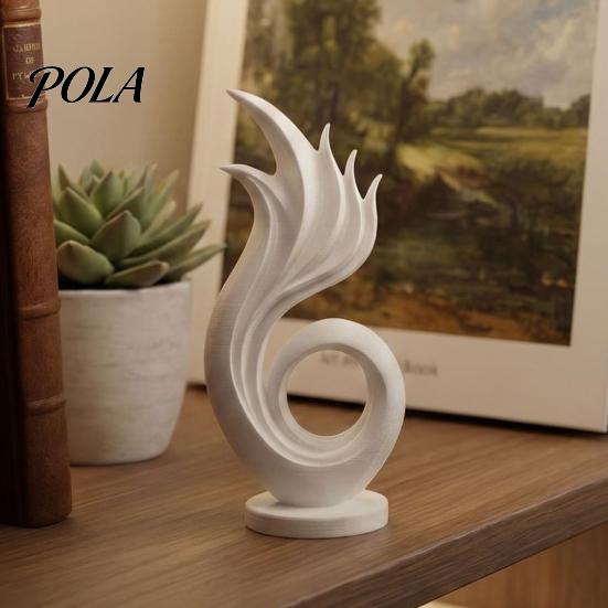 High-end Interior Decor 3D Printed Abstract Flame Swirl Sculpture, Modern Flowing Curve Art Statue, Matte Streamlined Desk Ornament Anti-Dust Desktop