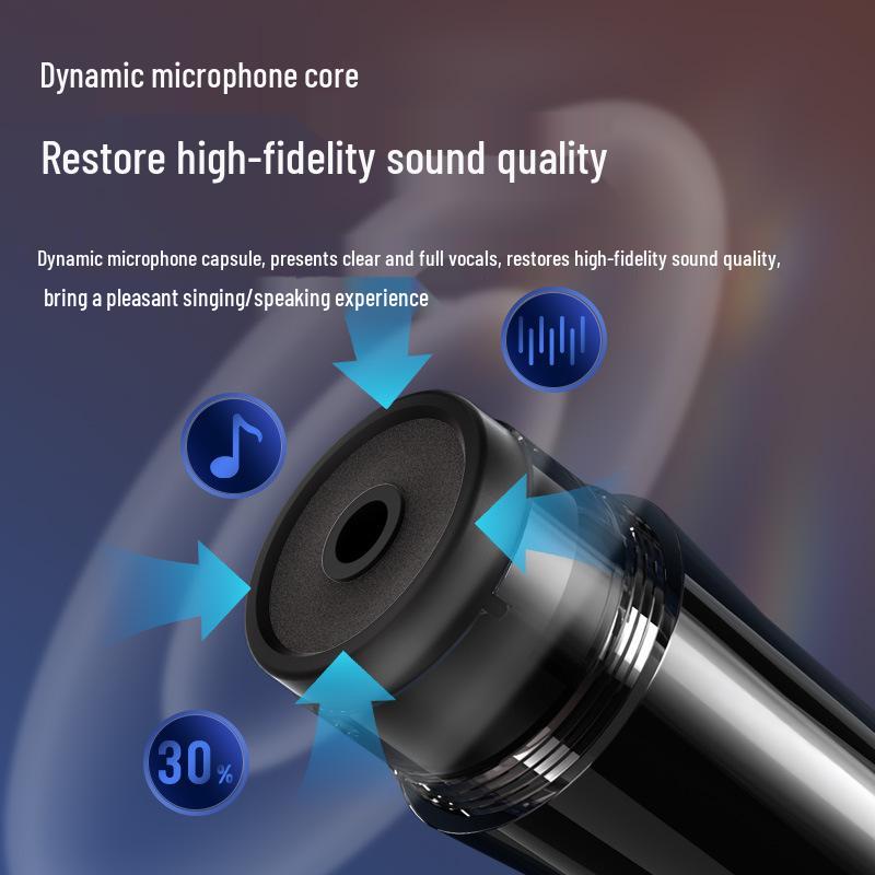 Wireless RGB Microphone with Colorful Atmosphere Light for Stage, KTV, and Home Amplifier Performance