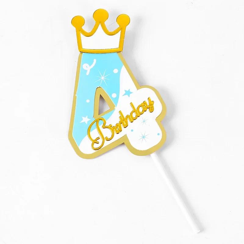New Digital Decoration Happy Birthday Number Cake Insertion 0 1 2 3 4 5 6 7 8 9 Cake Topper Girls Boys Baby Party Supplies Decor
