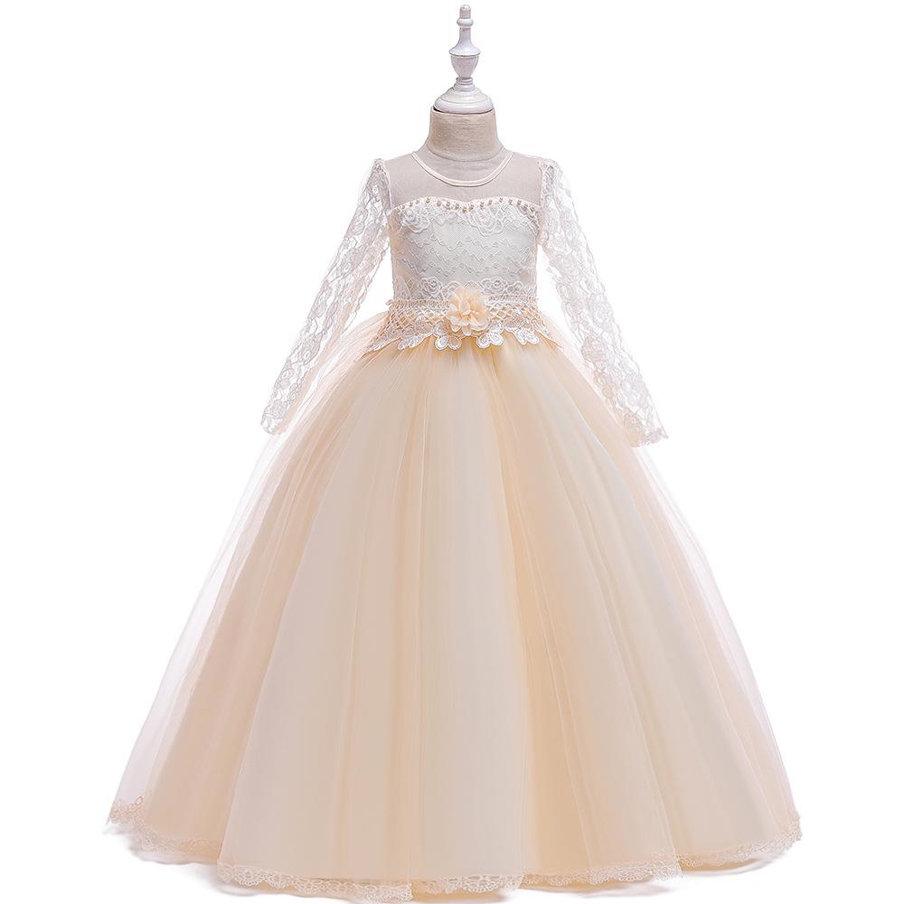 Elegant Mesh Long Sleeve Lace Strapless Princess Wedding Dress