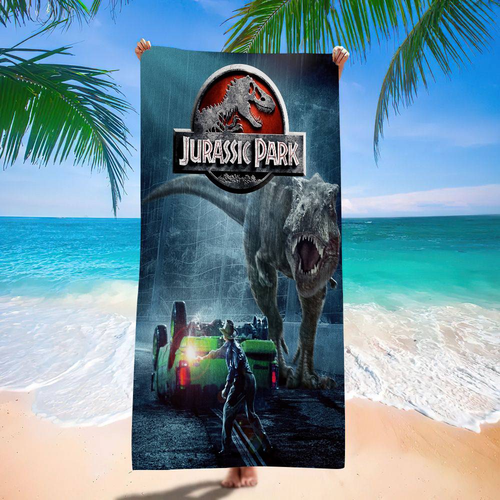 Dinosa Jurassic Park Microfiber Printed Beach Towel Mountain Climbing Yoga Beach Swimming Running Absorbent Soft Towel