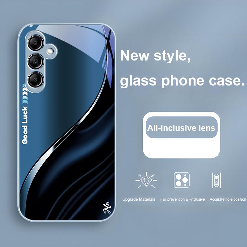 Good Luck for Samsung Galaxy A01 A02 A03 Core A04 A14 4G A13 A54 A34 A31 A20 25 23 22 5G S21 Ultra S20 Plus Glass Phone Case