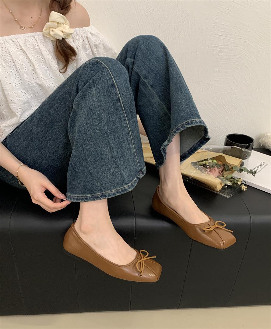 

Flat-bottomed niche French commuter shoes single shoes fairy shoes 2025 new spring and autumn bow temperament evening shoes 39 хаки