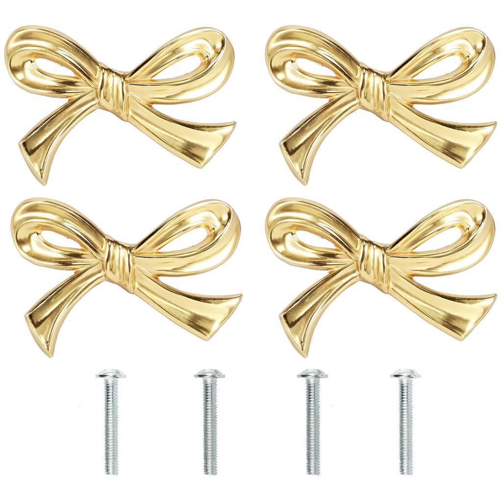 2/4/6Pcs Bow shaped drawer handle decoration Brass material is sturdy and durable Easy to install Wardrobe handle decoration