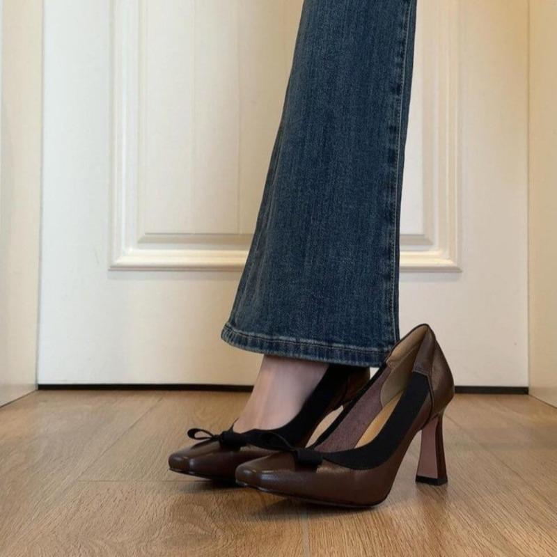 Fashion Retro Round Toe Elegant High Heels Ladies Cross Straps Shallow Fashion Designer Party Dress Shoes Women Pumps Zapatos De Mujer