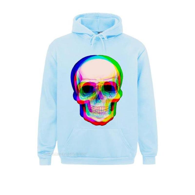 Vaporwave Neon Skull Techno Hipster Hooded Pullover Aesthetic Skull Watercolor Rainbow Space Skull Funny Tshirt For Men Camisa