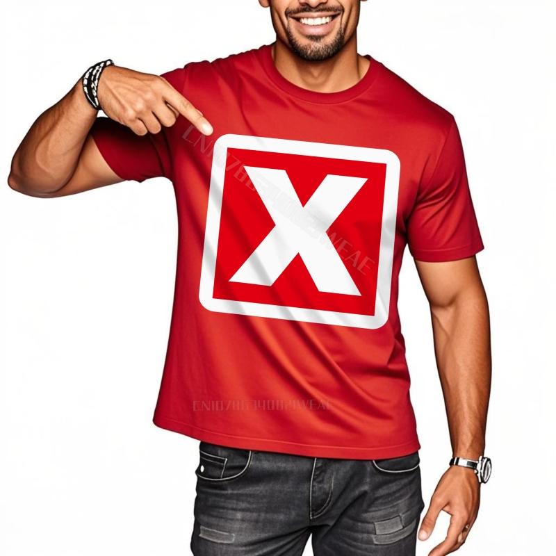 Unisexs tshirt Breathable Casual Tee Red X On White Daily Wear New Teeshirts Cool Adult Essential Teeshirts