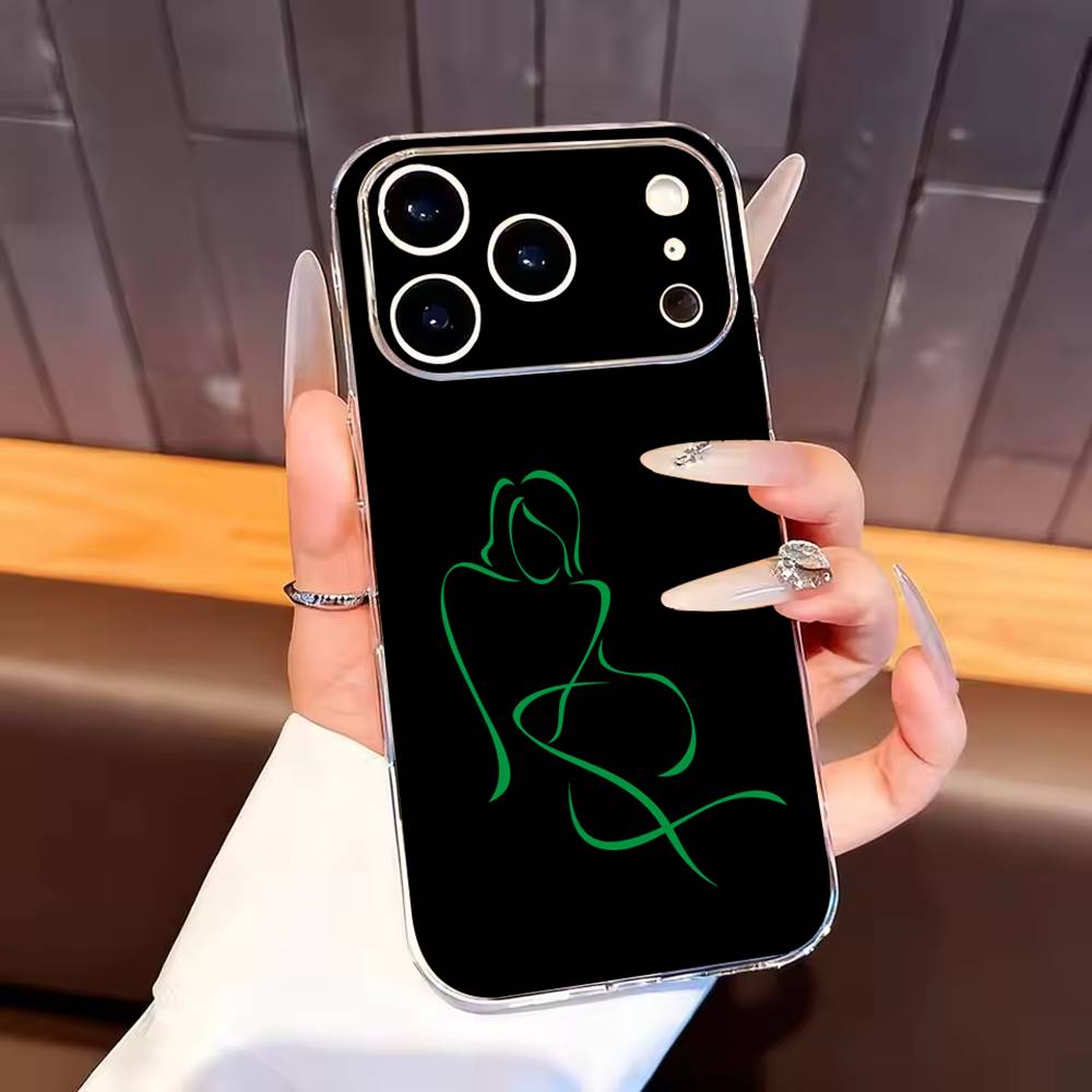 Sexy Body curve Art Phone Case For iPhone17,16,15,14,13,12,11 Plus,Pro Max Soft Transparent Cover