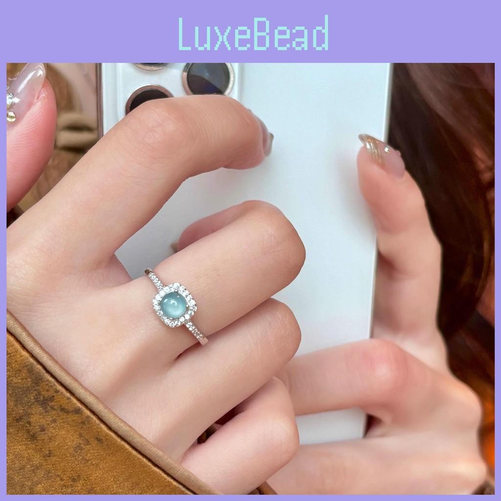 Adjustable Trendy Blue Jadeite Ring Made Of 925 Sterling Silver For Women Fashionable Wear