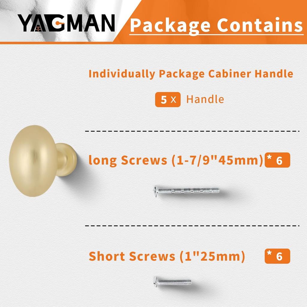 5 Pack Kitchen Cabinet Knobs Brushed Gold Oval Drawer Knobs Cupboard Handles Bathroom Dresser Cabinet Hardware Zinc Alloy JT-BG-K5