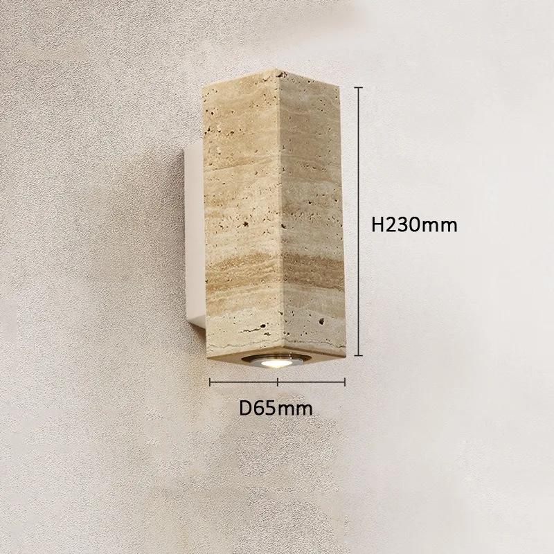 Wabi Sabl Yellow Marble Wall Lamp Japan Bedroom Bedside LIving Room Wall Llght Travertine Stair Corridor Decor Lighting Fixture