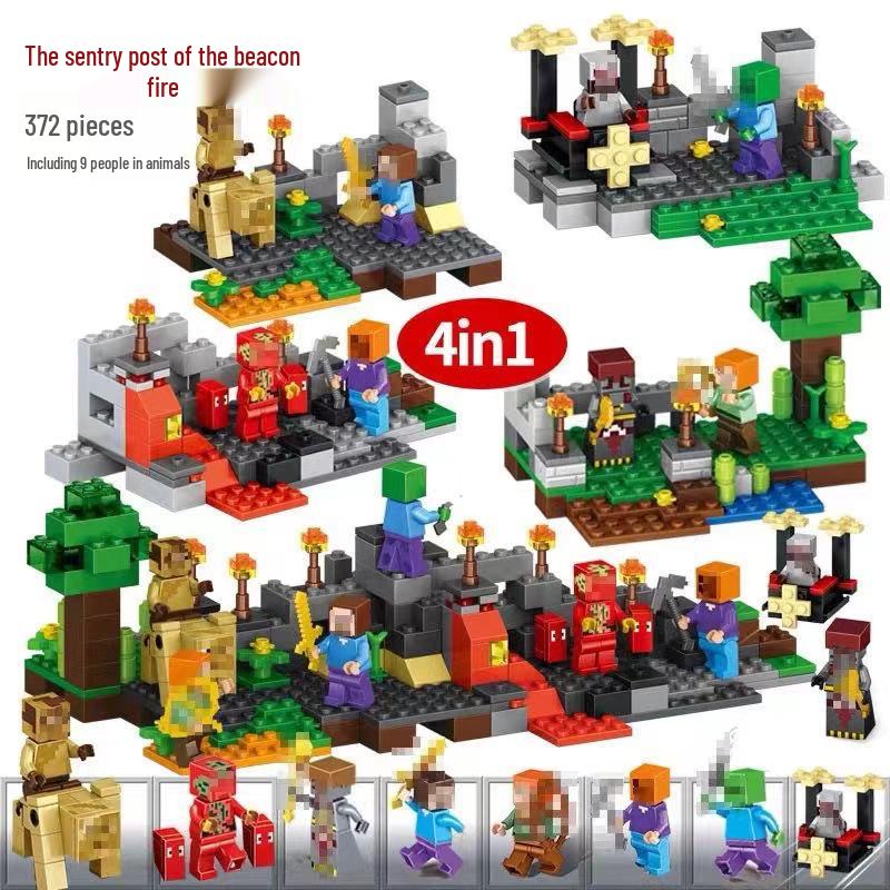 Minecraft-Themed Cave Village Construction Set for Kids - Educational Puzzle with Building Blocks