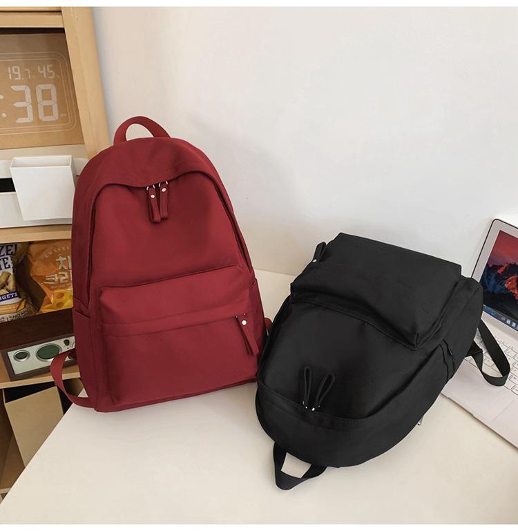 Large Capacity Simple Solid Color Backpack for Junior & High School Girls - New Korean Style, Versatile for College Students