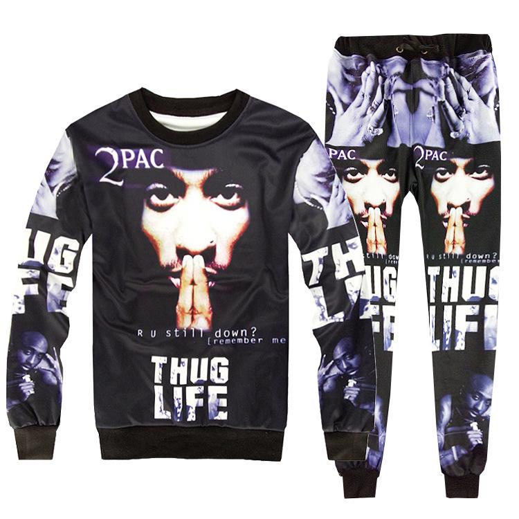 2Pac 3D drukas garām piedurkņu hūdijs