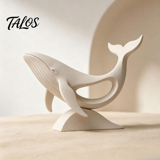 Healing Ocean Style Art Minimalist Hollow Whale Figurine, 3D Printed Matte Animal Sculpture for Unique Housewarming Gifts Home Office Desk Decor,