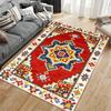 Geometric Pattern Red Carpet with Floral Border for Home Decor Suitable for Use As an Anti-slip for Living Room Bedroom Sofas