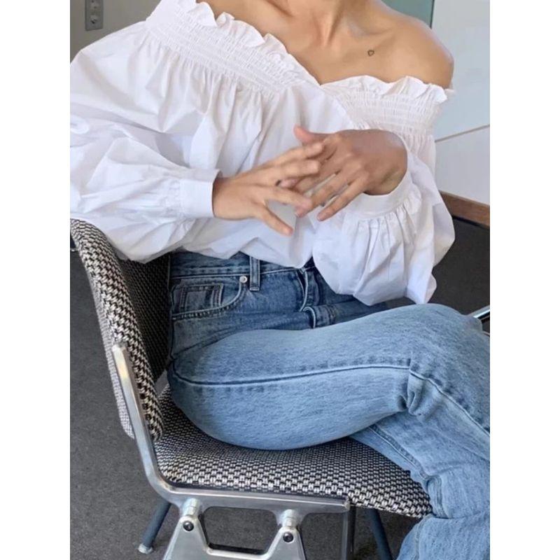 Sexy One Collar Lantern Sleeve Shirt Sexy off-Shoulder Collar Lantern Sleeve Shirt