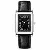 Classic Business Men Watch Square Roman Numeral Dial Leather Belt Analog Male Quartz Wristwatch Elegant Dress Watches for Man