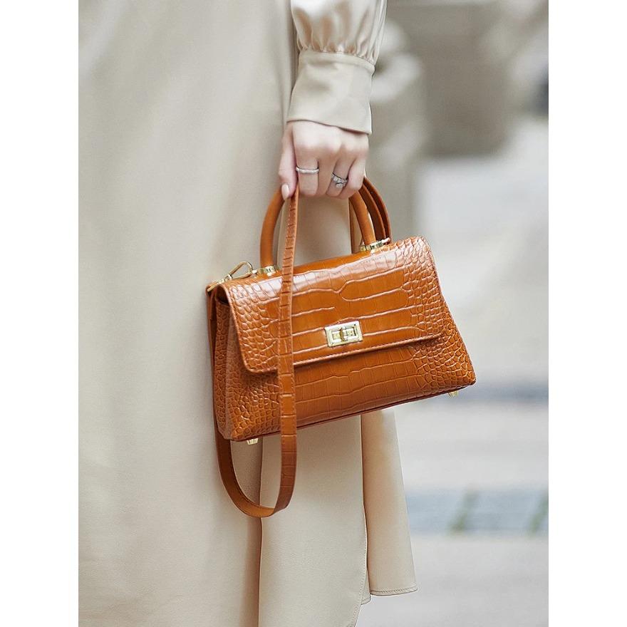 Genuine Leather Bag For Women Snake Pattern Single Shoulder Bag Black Bags High-End Business Limited Premium Durable