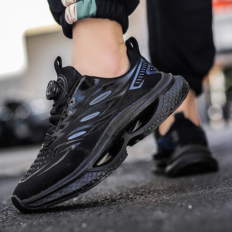 Men's Korean rotating shoelaces casual sneakers Four Season breathable light outdoor running shoes student non-slip sports shoes