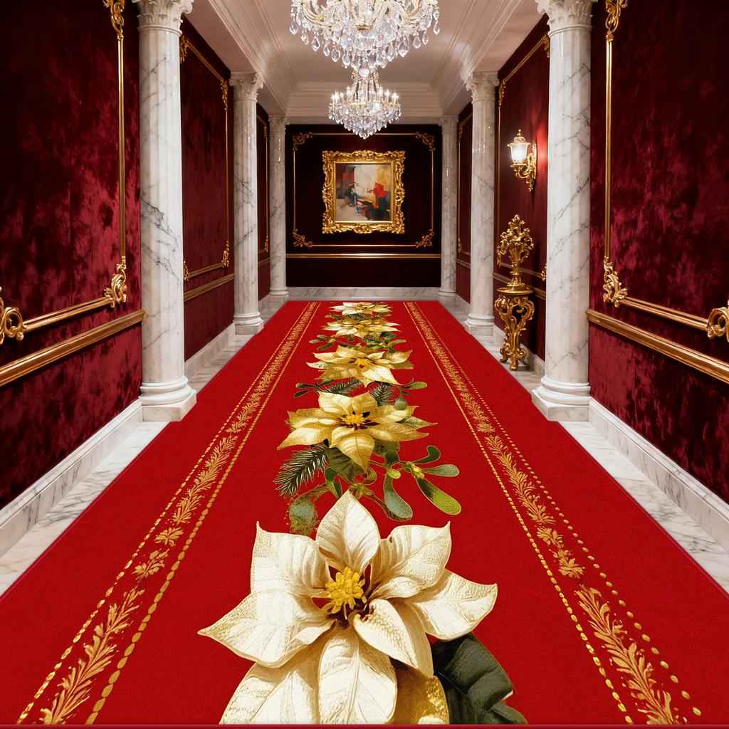Hallway Carpet Golden Flower Red Hall Carpet Path To Floor in The Corridor Runner Rug Doorway Kitchen Aisle Mat Size