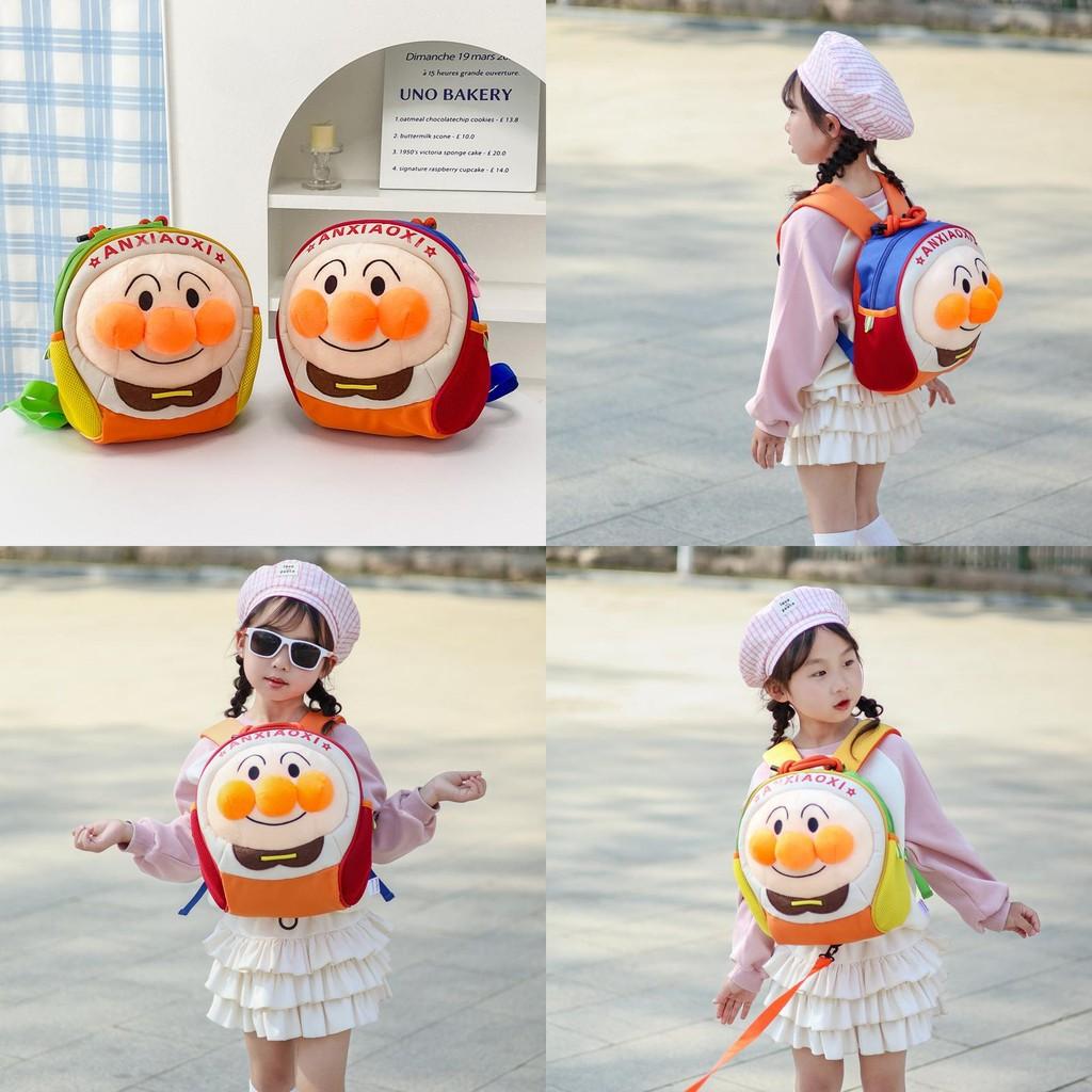 Kids Anpanman Plush Backpack With Cute Cartoon Print Schoolbag Lightweight Gift
