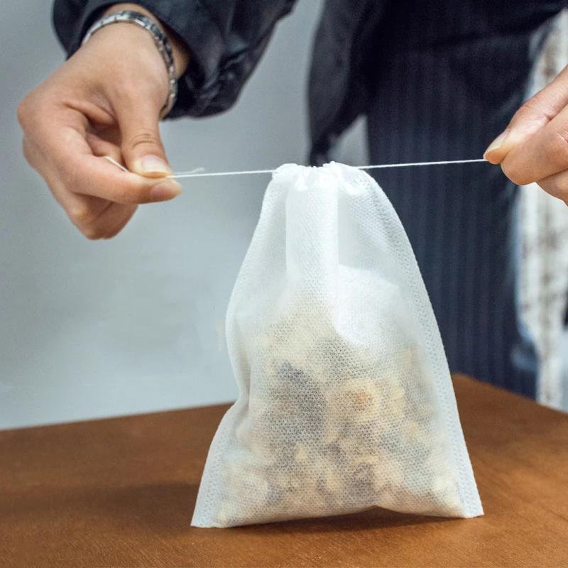 Disposable Teabags Non-woven Fabric Tea Filter Bags for Coffee Spice Tea Bag with Empty Tea Bags With Strings Nylon Filter Bag