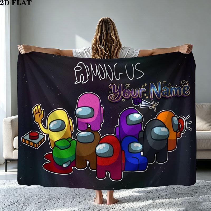 1 ks Deka z flanelu s vlastným menom a vzorom Among Us Vhodná na všetky ročné obdobia na dekoráciu domácnosti Teplo a pohodlie Darčeky Sviatočný darček