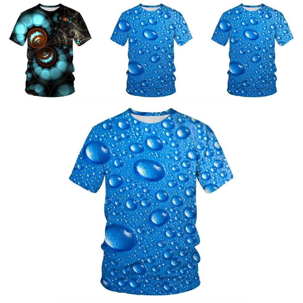 Mesmerizing 3d Printed Mens T-shirt With Unique Raindrop Design O-neck Summer Tops