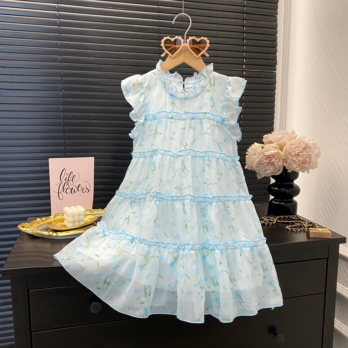 

Новое синее летнее платье без рукавов для девочек - Корейский шик, сказочная юбка 4 Years/110 cm синий