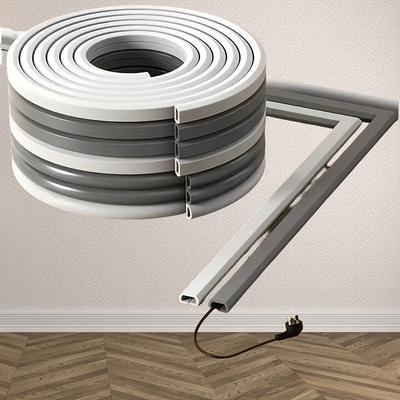 1pc Self-Adhesive PVC Cable Management Tube, Invisible Floor Wire Cover for Desk, Wall & Floor Installation, Home Decor Cable Concealment Channel