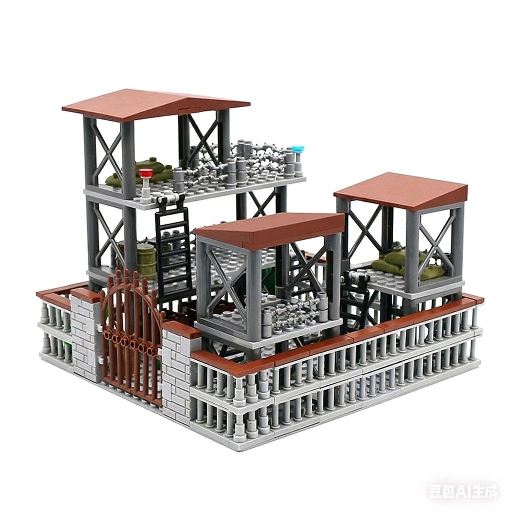 Military Outpost Building Block Set Creative DIY Assembly Build Watchtowers Guard Station Block Bricks Scale Model For Boys Girls Children